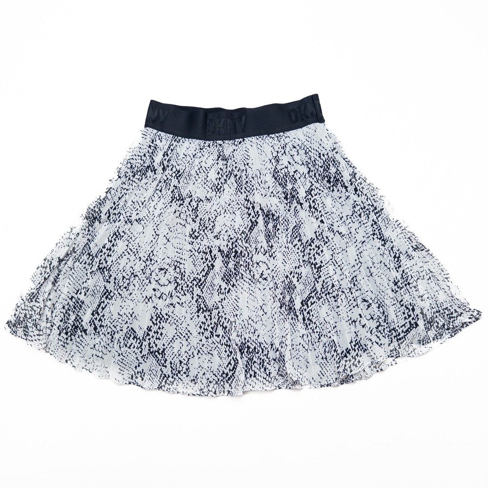 DKNY Women's Printed Pleated Logo-Waist Pull-On Mini Skirt Size XS